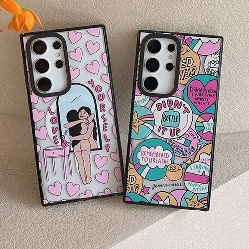 Магнитный акриловый чехол Love Yourself с черной рамкой для Samsung Galaxy S22 S23 S24 S25 Ultra S25 + S25 Plus, защитный чехол