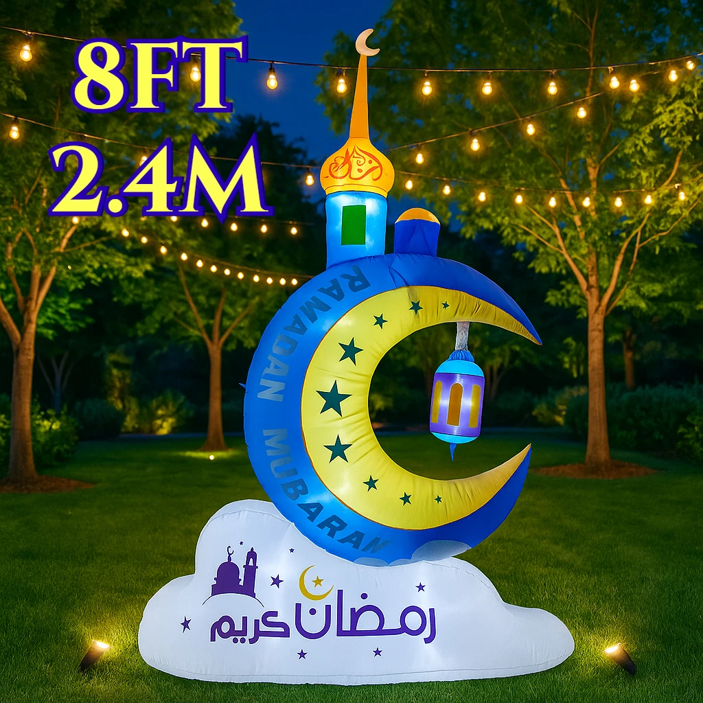 

Ближний Восток Рамадан 8 футов/2,4 м открытый праздничный орнамент надувная лунная лампа встроенный светодиодный светильник Декор Ид Мубарак надувная модель