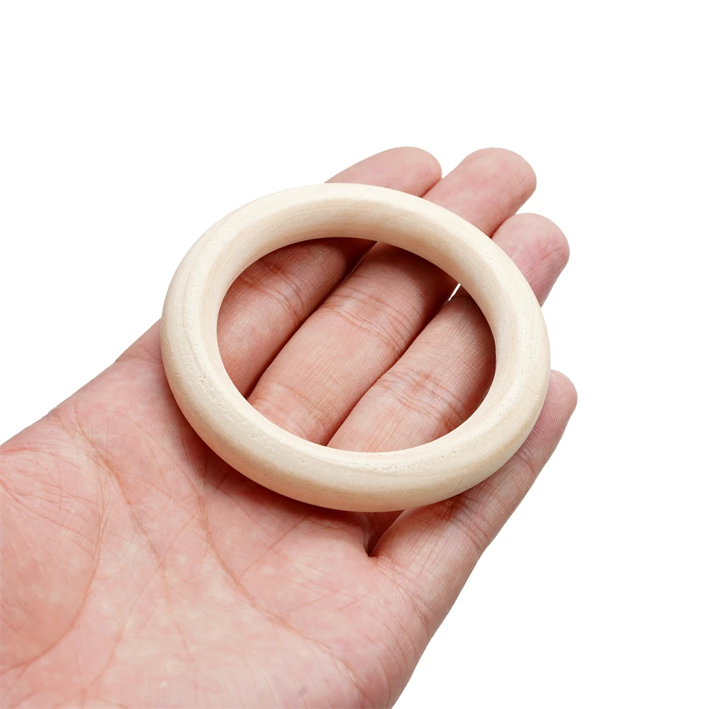 Unfinished Wooden Rings Multiple Sizes Solid Color Natural Wood Circle Rings for Macrame Craft Jewelry Decorative Wooden Hoops