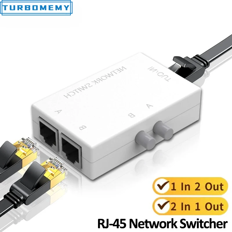 1 in 2 out Port RJ45 Network Switch Ethernet Dual 2 Way Port Manual Sharing Adapter HUB RJ-45 Network Box Splitter For Laptop PC