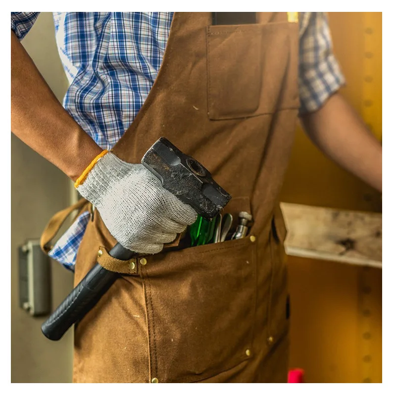 Heavy Duty Canvas Work Apron Multi Tool Pockets Cross Back Adjustable Workshop Apron Carpenter Electrician Woodworking Garage