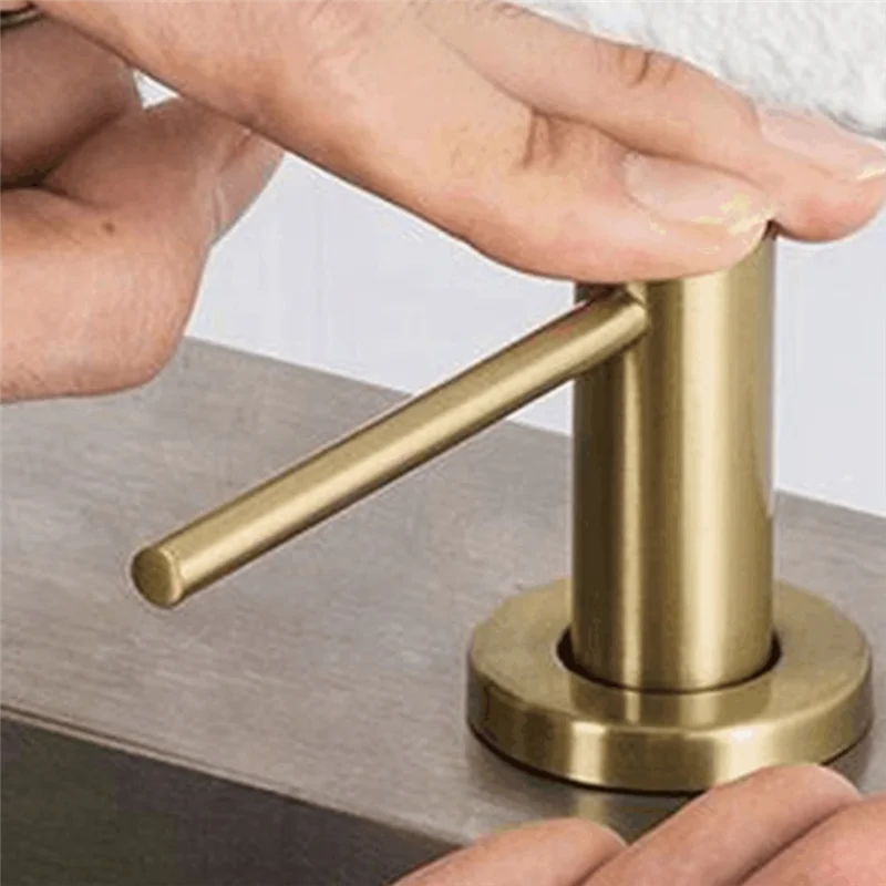 AT51-Kitchen Sink Soap Dispenser Countertop Pump Hand Lotion Built In Bottle Stainless Steel Screw Soap Dispenser