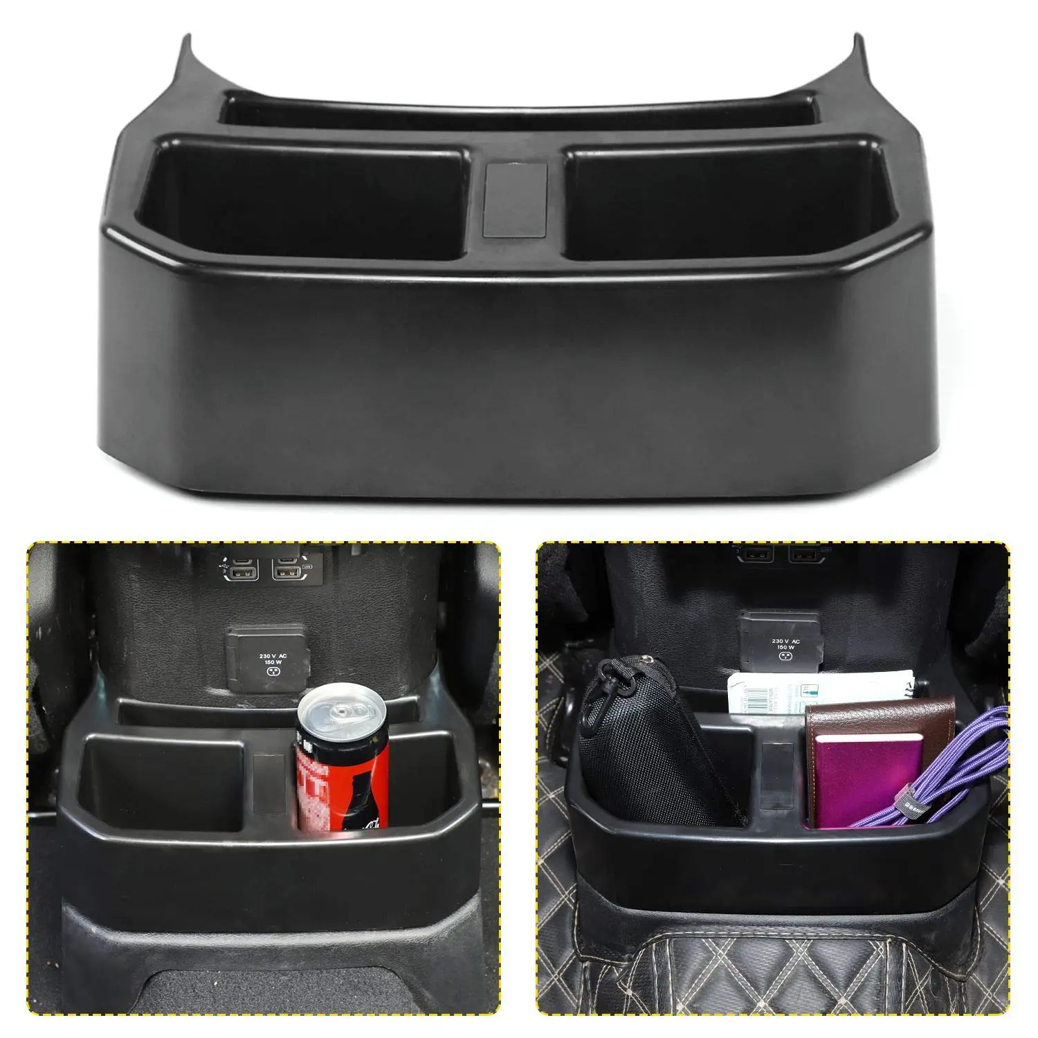 

Floor-Mounted Rear Seat Console Organizer With Dual Cup Holders And Storage Compartments For Jeep JL 2018-2023