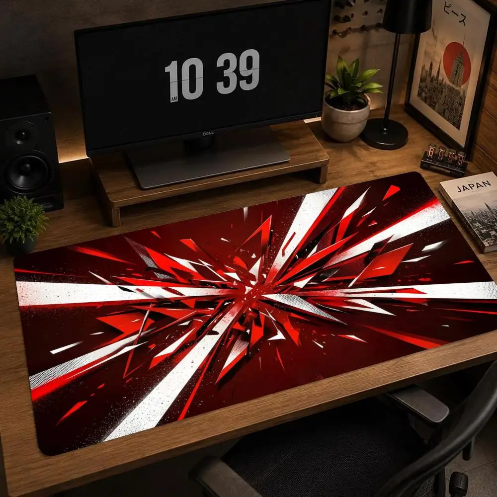 Radial Red White Blast Dynamic Explosion Graphic Mouse Pads For Laptop Bedroom Gaming Keyboard Accessories