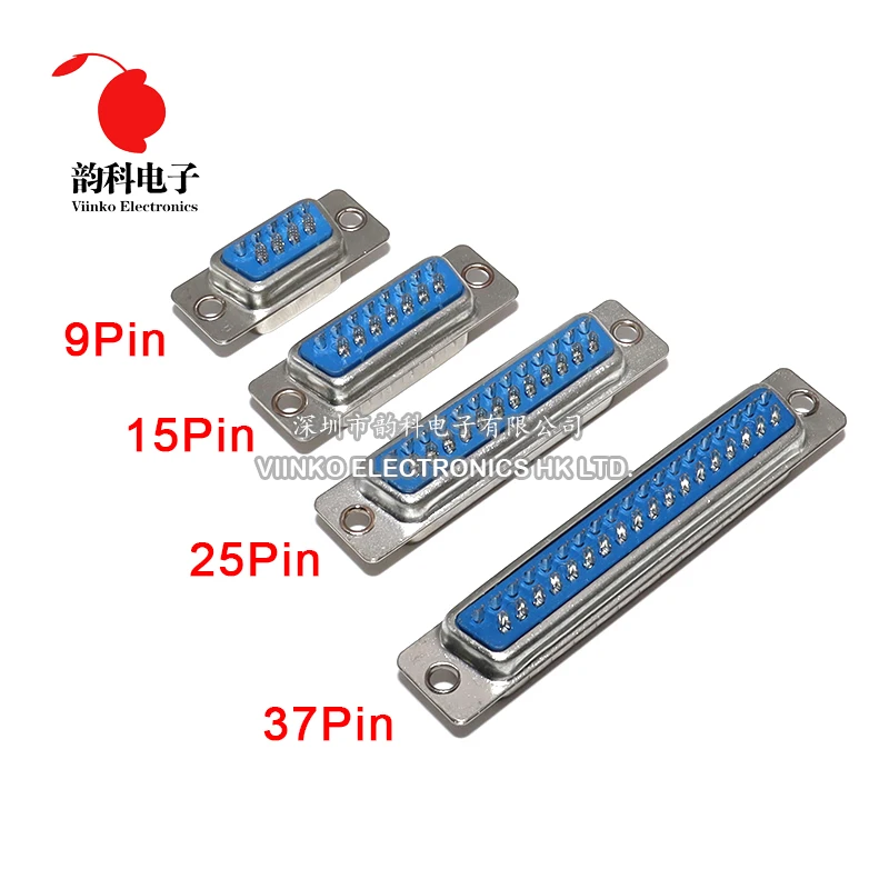 5PCS D-SUB DB37 DB25 DB15 DB9  37 25 15 9 Pin Male Female Solder Type Connector DIP Straight Mount Serial Port Adapter 2 Row