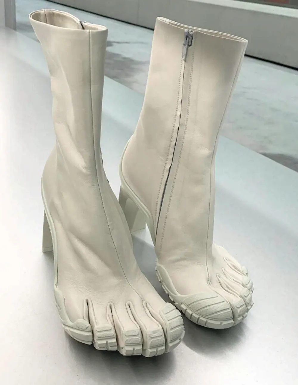 Five Finger Sock Slip-On Boots Split-Toe Leather Short Boots Multicolor Sexy Fashion Women'S Boots