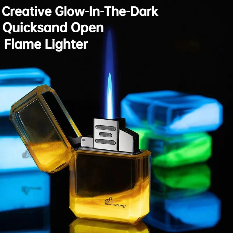 Metal Kerosene Lighter Creative Glow-In-The-Dark Quicksand Open Flame Lighter Smoking Accessories Personalized High-end Gifts