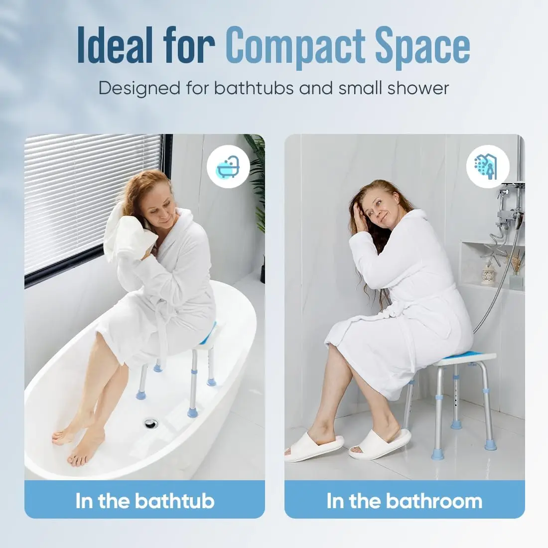 Senior Bathroom Bath Chair With Anti Slip Surface Adjustable Height Shower Seat Support With Armrest For Handicap Use