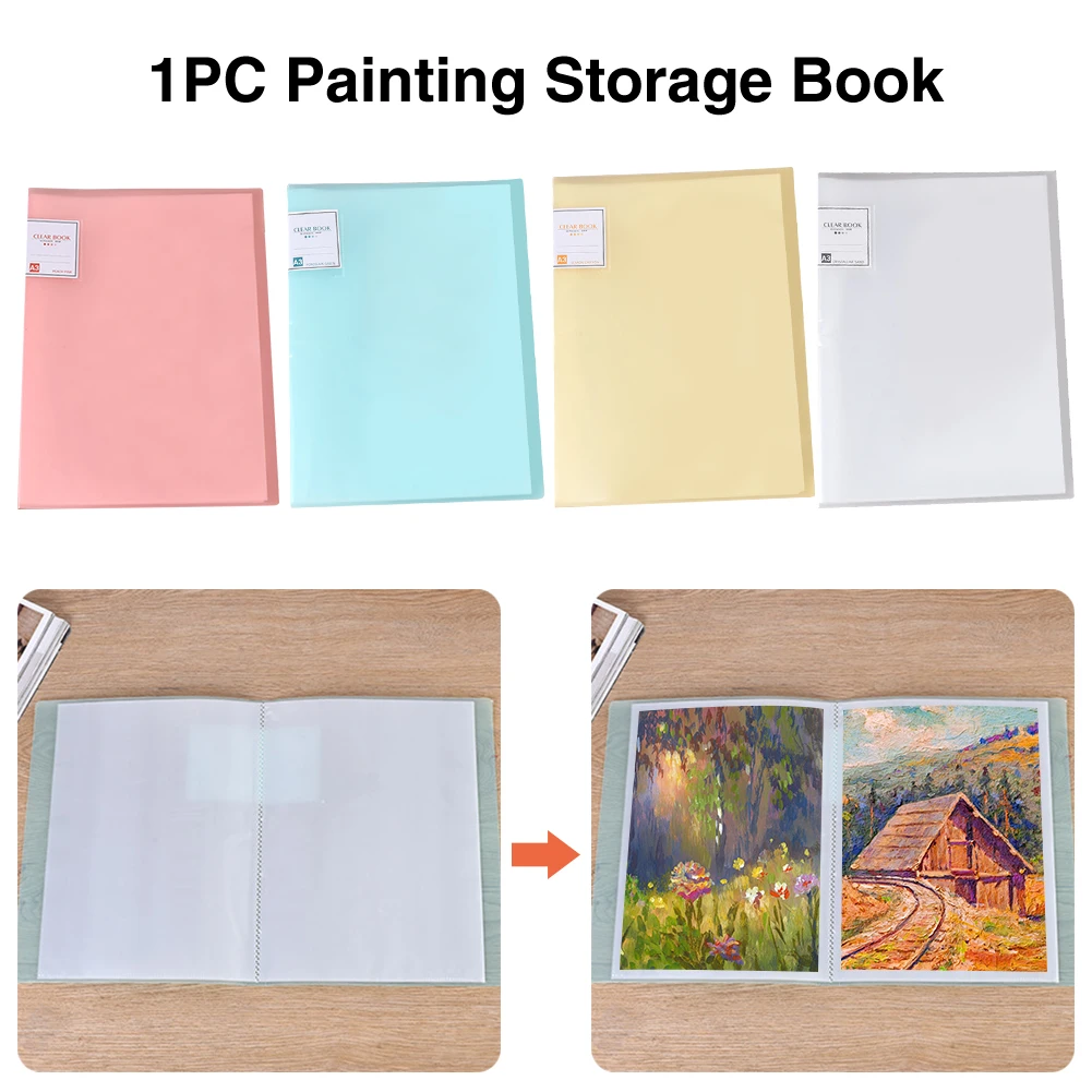 A3 Folder Painting Storage Book Photo Presentation Clear Pockets Diamond Protective 30 Pages Letter Dustproof Lightweight