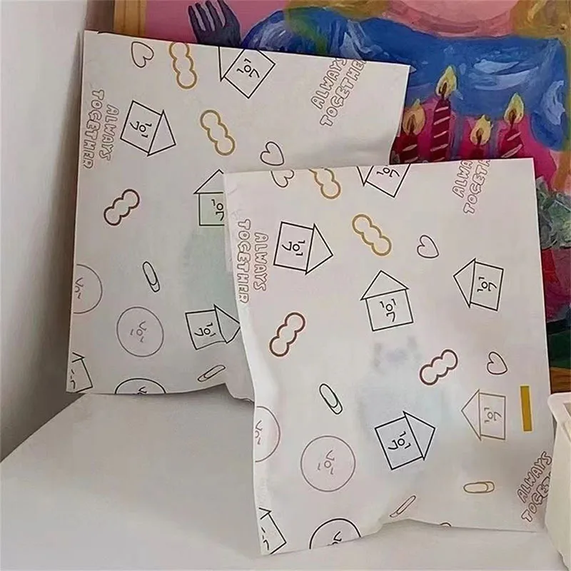 50pcs White Self-Sealing Bag for Candy Treat Paper Bag Christmas Wedding Birthday Party Baking Favors Supplies Gift Storage Bags