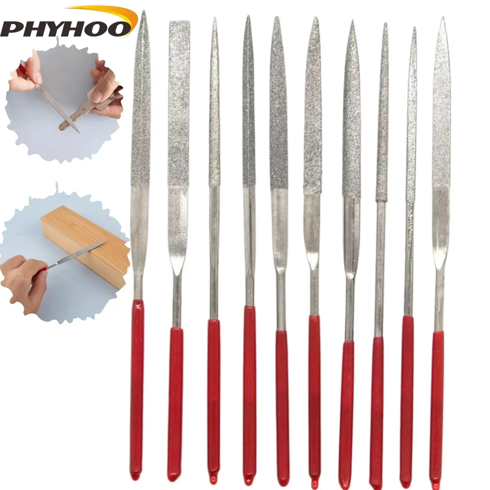 PHYHOO Diamond Mini Needle File for Carpentry Jewelry Stone Glass Metal Ceramic Polish Carving DIY Craft Woodworking Hand Tools