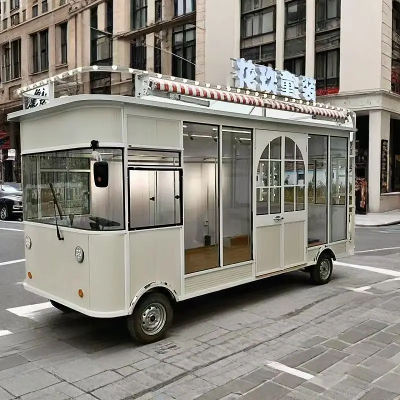 2025 سيارة طعام كهربائية متعددة الوظائف بأربع عجلات، كشك تجاري متنقل للسوق الليلي