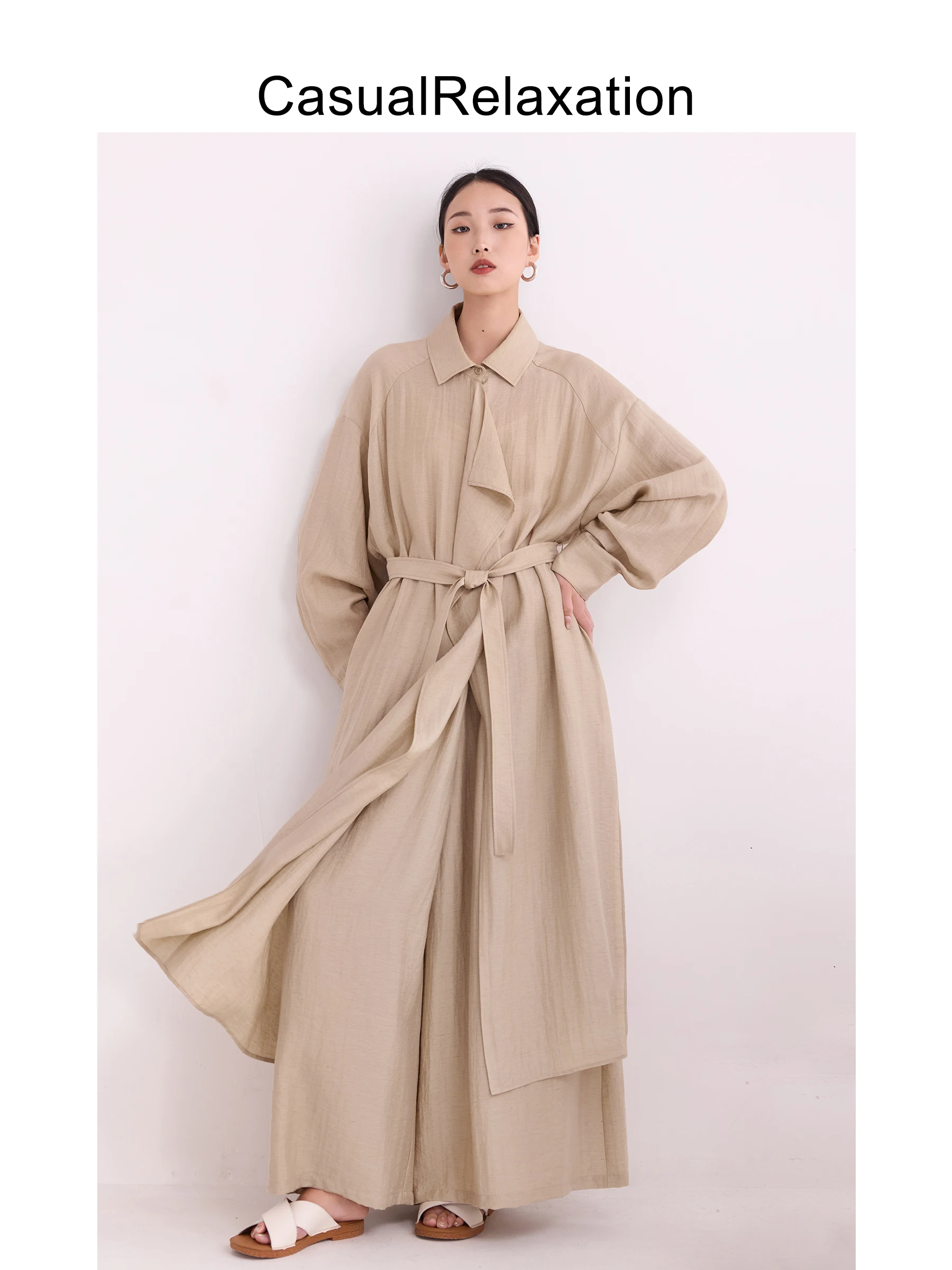 

Льняное повседневное пальто оверсайз, весна-лето, новинка, уникальный дизайн, для отдыха, средней длины, на одной пуговице, с длинными рукавами