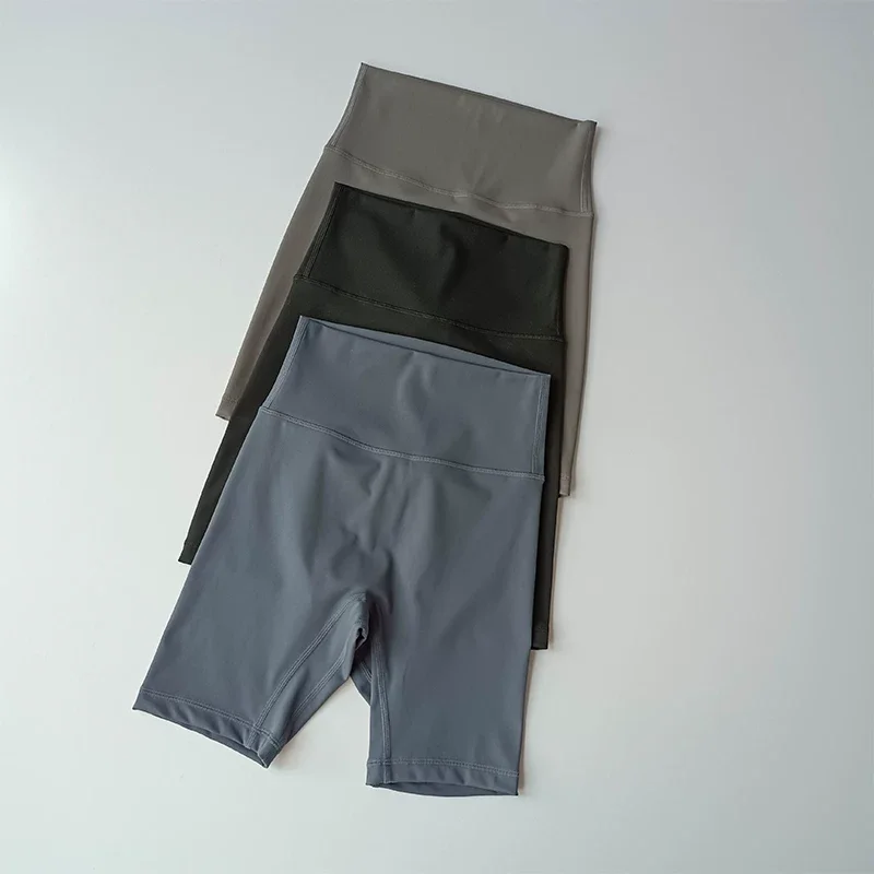 Women's High-Waist Yoga Sports Shorts Tight Cycling Pants Summer Bare Feeling Quick-Dry Fitness Five-Quarter Length Butt-Lifting
