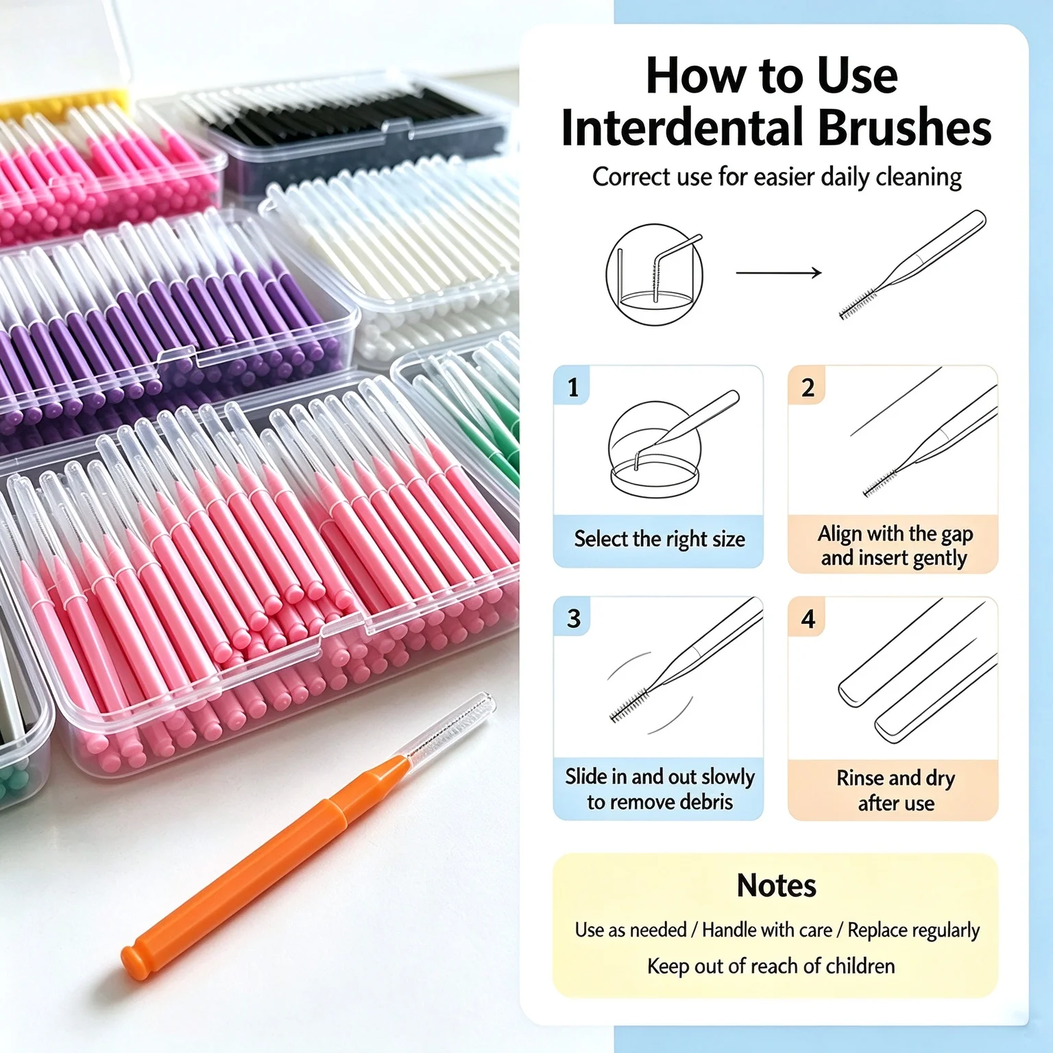 Vivagap·Interdental Brushes 100/200Pcsbox  Health Care Tooth Escova Cleaners Orthodontic Dental Teeth Brush Oral Hygiene Tool