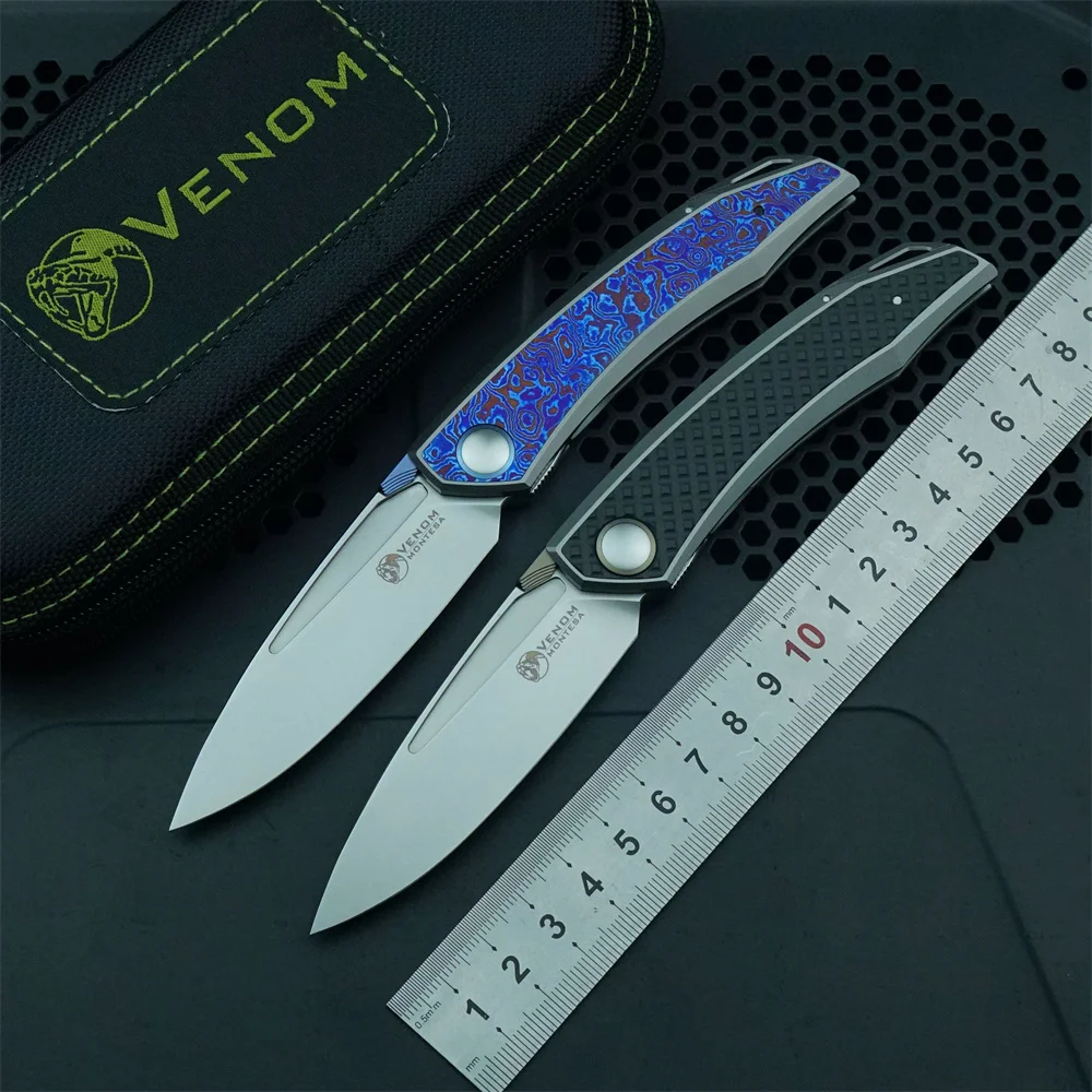 VENOM Montesa Knife Kevin John Gift Pocket Knives M390 Blade Zirconium Timascus Handle Folding EDC Outdoor Tool