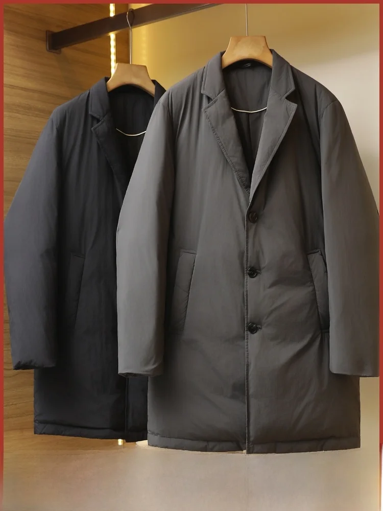 

Chinese Sle Thiened Warmth Men's down Jaet Long Sve Faionable Urban Daily Wear Windproof 3D Design Pure Color