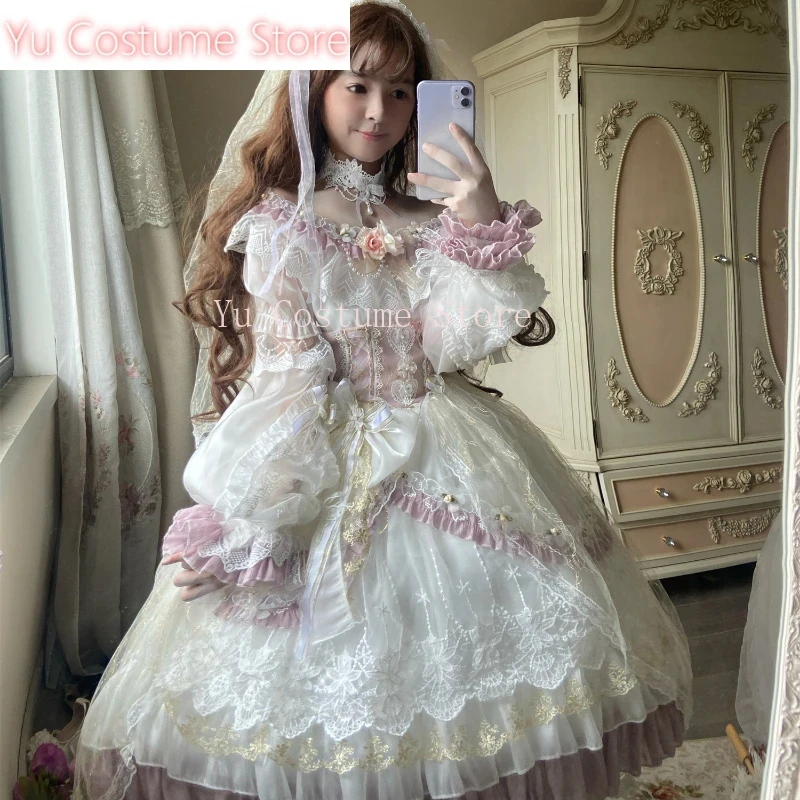 

Japanese Sweet Kawaii Lolita Dress Women Victorian Vintage Princess Party Wedding Dresses Girly Lace Bow Elegant Lolita 2025