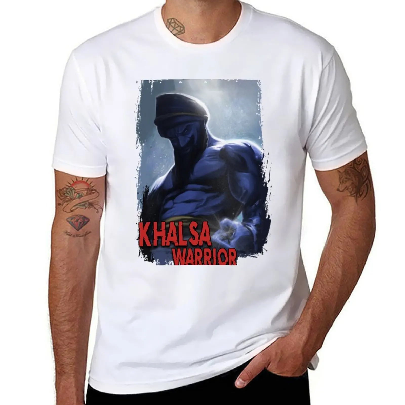 

Khalsa Warrior T-Shirt man t shirts high quality luxury brand cotton t shirts man 100% T-Shirt