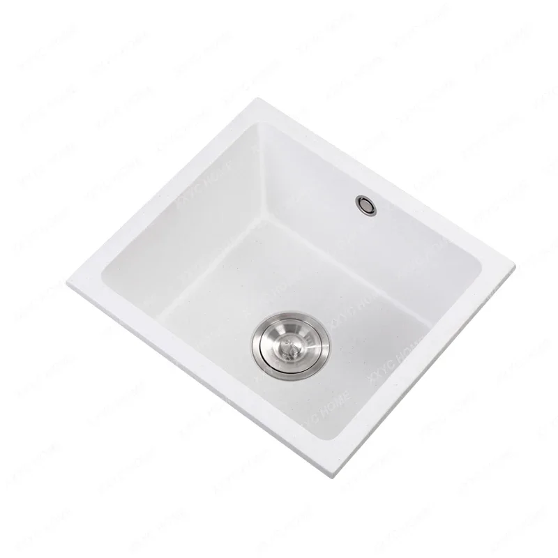 Square White Quartz Sink Large and Small Single Sink Kitchen Sink Washing Basin