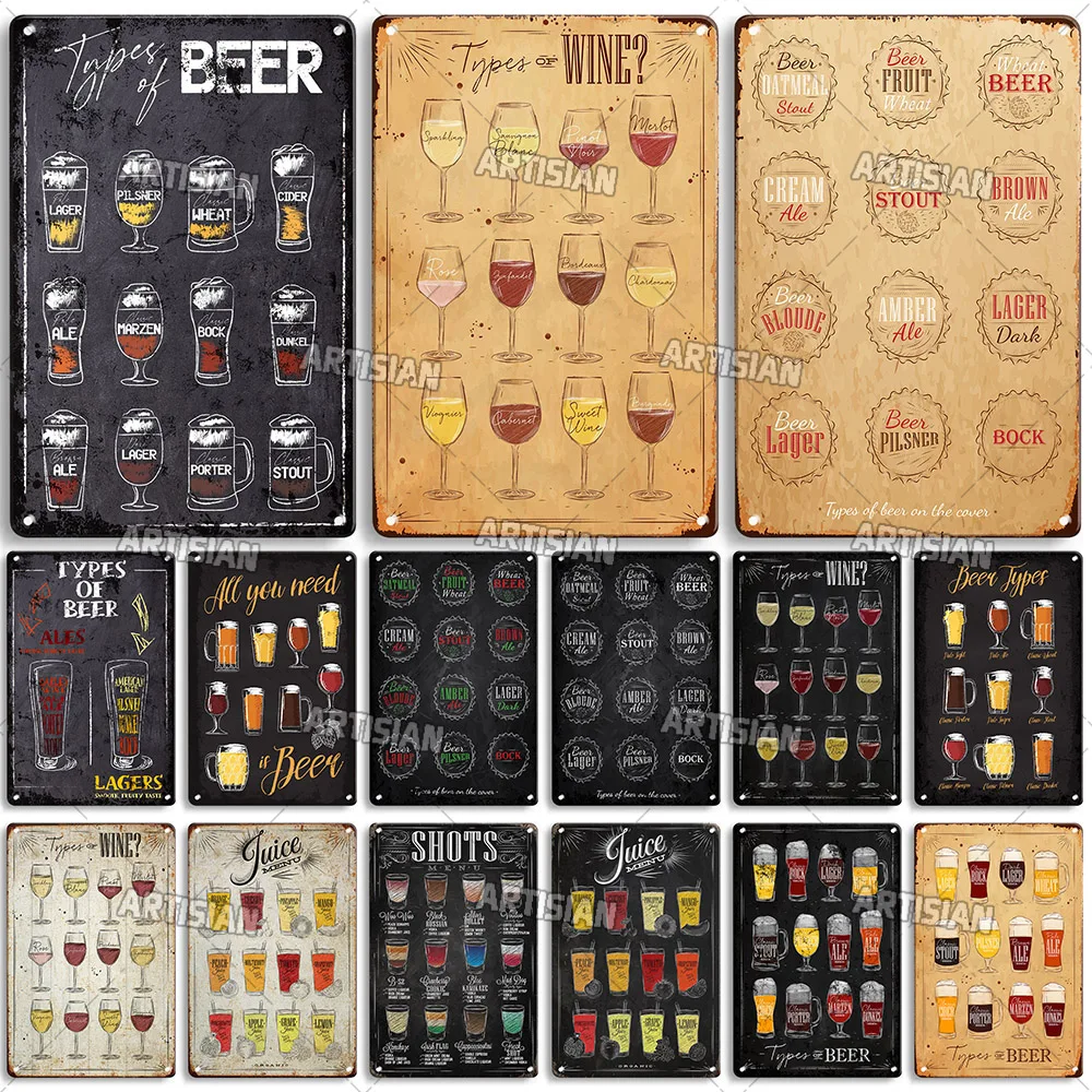 ARTISIAN Beer Metal Plate Vintage Metal Poster Bar Menu Metal Plaque Weathered Metal Signs Cafe Home Industrial Decor Wall Plate