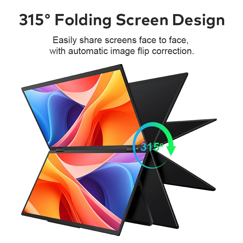 Foldable Dual Monitor 16 Inch 1200P Triple Monitor FHD IPS HDR Foldable Kickstand Portable Extender Monitor for Laptop