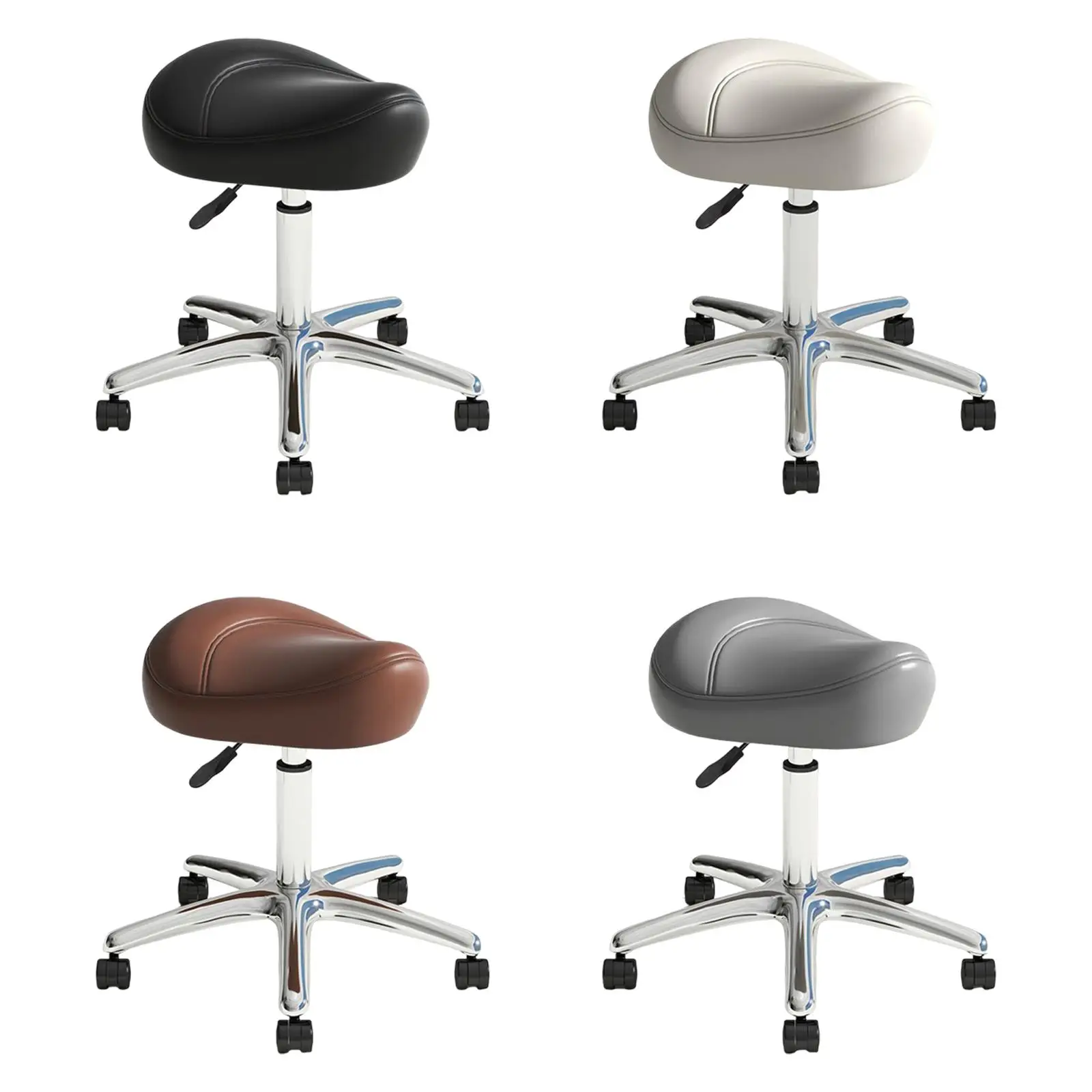 Saddle Stool Ergonomic Stable Nail Beauty Pulley Work Chair Multipurpose PU Leather for SPA Massage Lab Manicure Barbershop