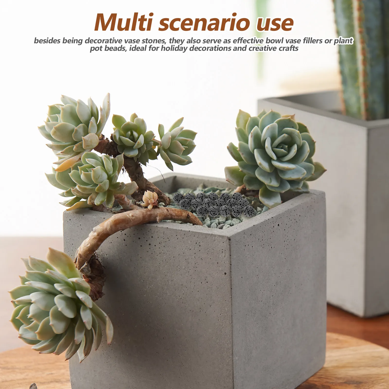 

1Pack Natural Round Volcanic Lava Beads Black Stones Vase Decorative Fillers Aroma Diffuser Rock Essential Oil Ornament