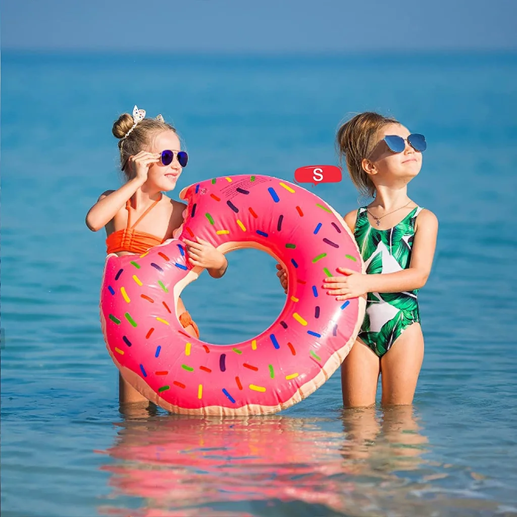 Anel de natação inflável, Flutuador de piscina para adultos e crianças, Colchão circular para água de verão