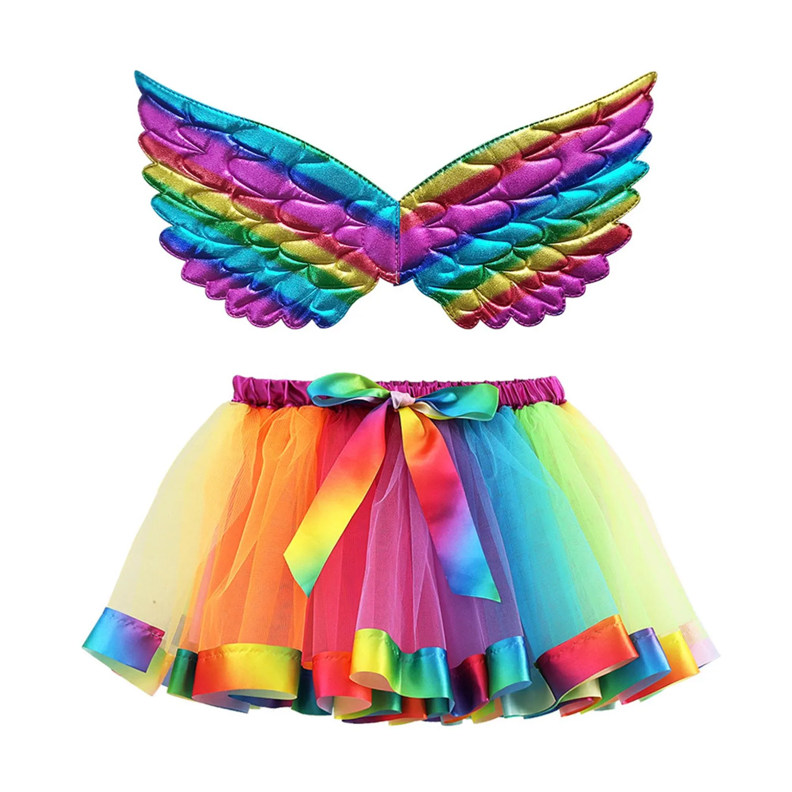 Toddler Girls Dress Up Carnival Costumes Girls Ballet Skirts Costume Holiday Party Tulle Dance Skirt With Wing Kids Girl Clothes