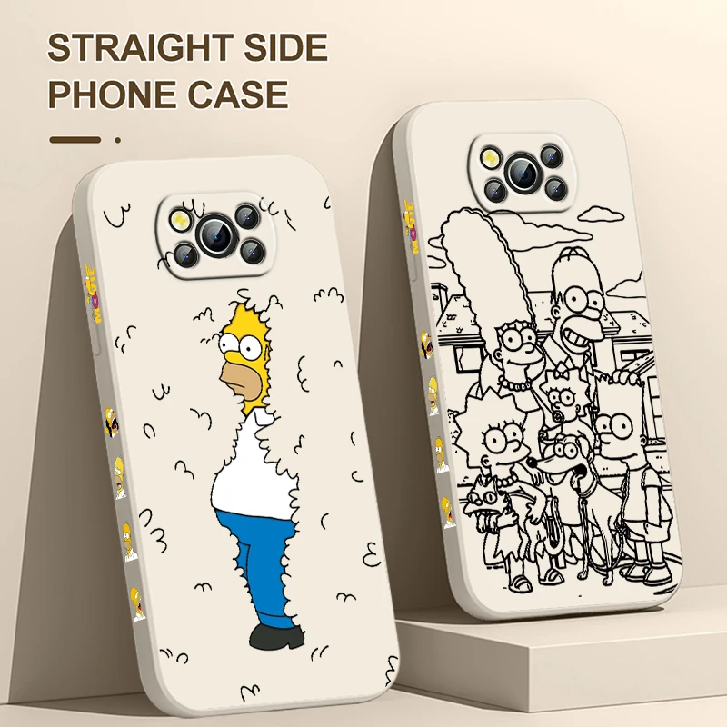 Funny The Simpsons Bart For Xiaomi Poco Phone Case For X4 X3 F4 F3 NFC M5 M4 M3 GT S Pro 4G 5G Liquid Left Rope Cover