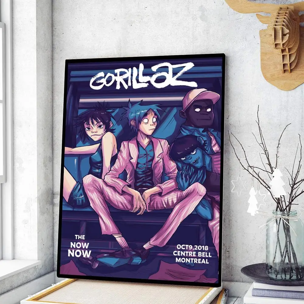 Retro Music Gorillaz Poster Vintage Posters Sticky Retro Kraft Paper Sticker DIY Room Bar Cafe Kawaii Room Decor