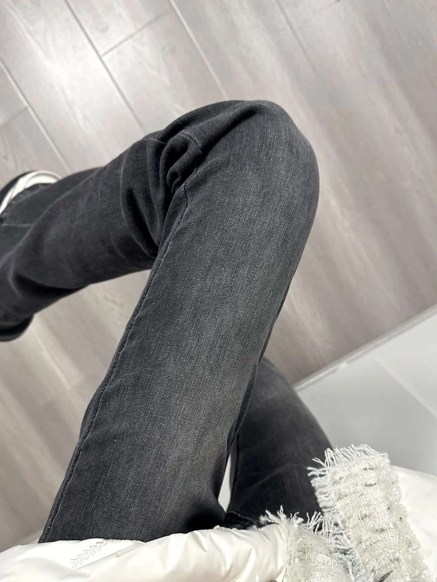 بنطلون جينز أمريكي عالي الخصر للتخسيس للنساء للخريف والشتاء طويل فضفاض بطول الأرض أزرق عميق مضاد للتجاعيد... #4