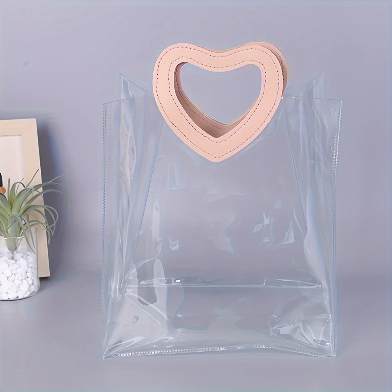 3pcs-Transparent PVC Valentine\'s Day carrying bag, Love carrying Instagram style gift bag, Wedding carrying gift bag