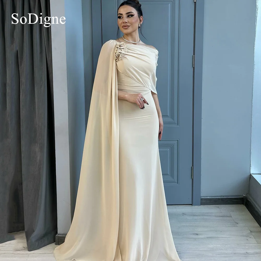 

SoDigne Elegant Evening Dresses Flowers Strapless Sleeveless Party Dres Ribbons Mermaid Formal Prom Gowns Customized