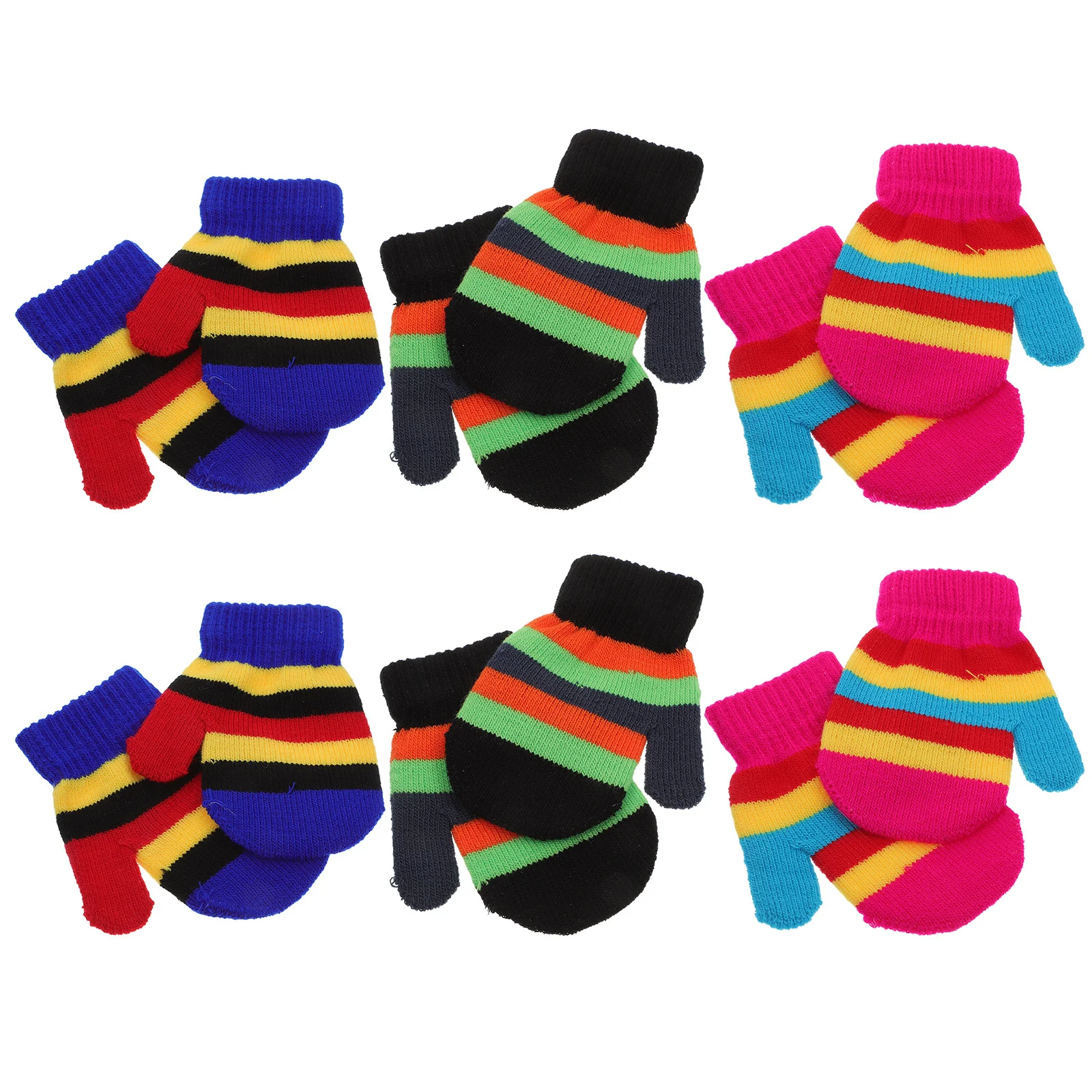 6 pares de guantes de punto cálidos Color brillante protectores de manos para invierno al aire libre guantes cómodos a prueba de frío para