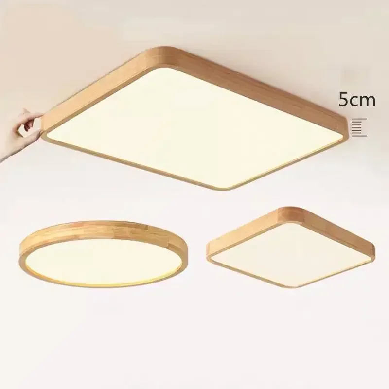 Round Square Living Room Led Ceiling Light Bedroom LED Ceiling Lamp wooden kids Light Foyer kitchen Fixtures