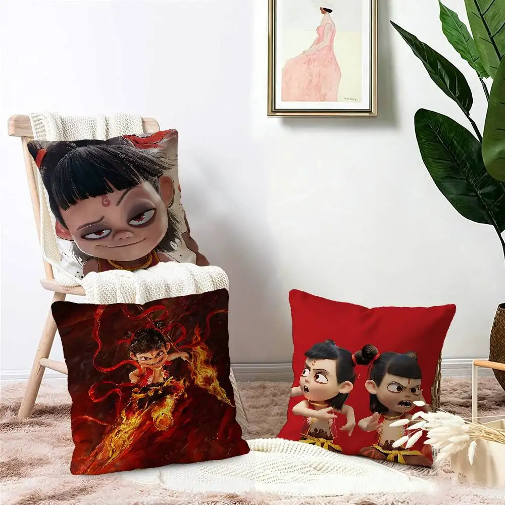 N-Ne Zha 2 Anime Personalized Pillow Dust Cover Bedroom Kids Party Decoration Pillowcase Birthday Children Gift