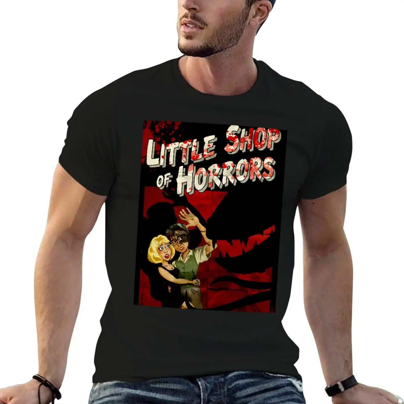 Little Shop of Horrors - pulp style T-Shirt vintage t shirts funny costumes t shirts for men cotton