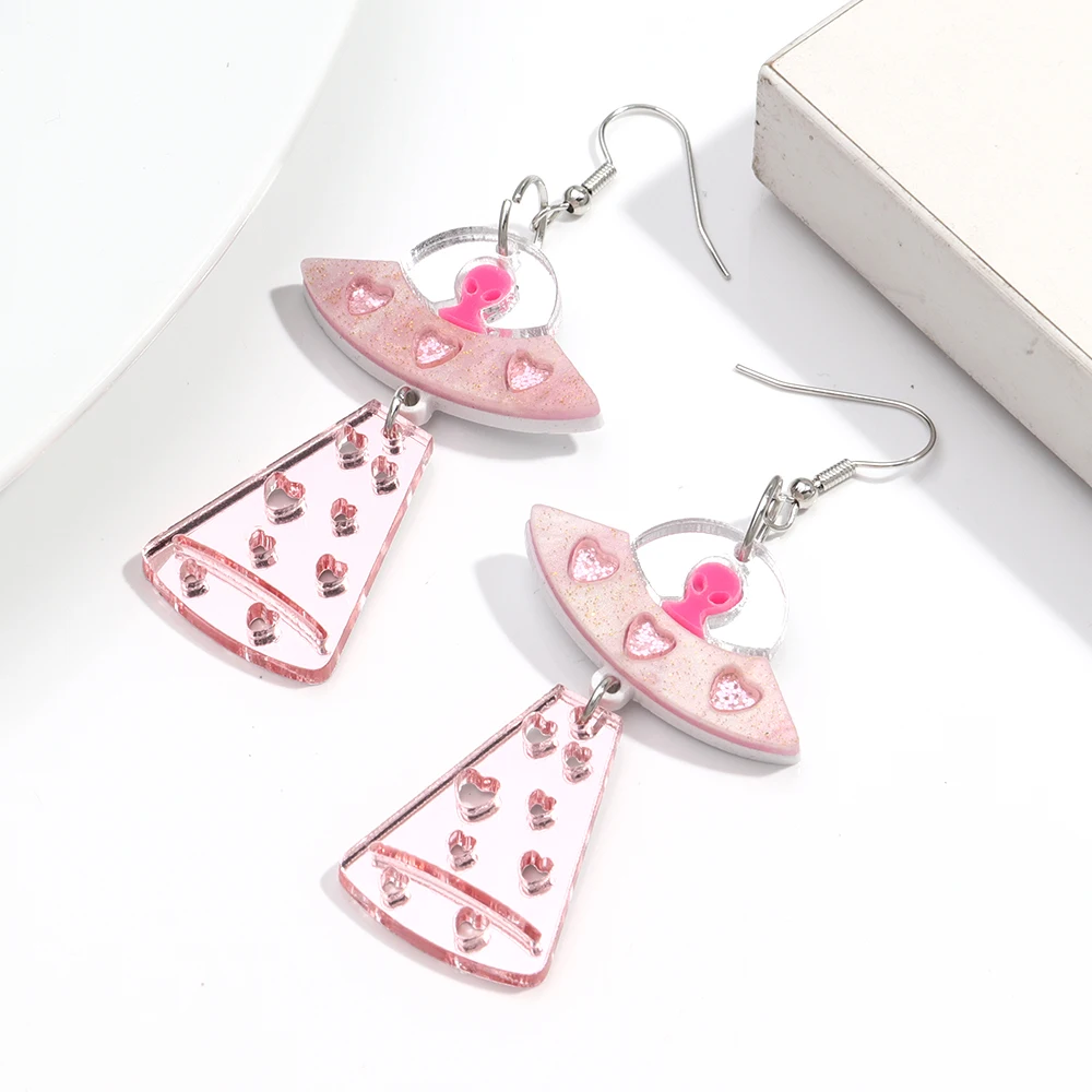 Women's Creative UFO Alien Acrylic Drop Earrings