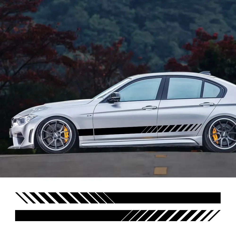 

2Pcs Car Side Door Sticker Auto Body Trim Vinyl Film Decal For Audi BMW E39 E46 E91 Mercedes Benz Citroen Acura VW Skoda Renault
