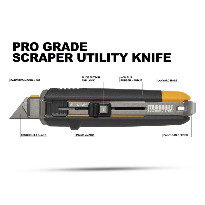 TOUGHBUILT TB-H4S5-01 2-in-1 Multi-Purpose Deformable Scraper, Includes Blade, With Ladder Hole, Durable Tool