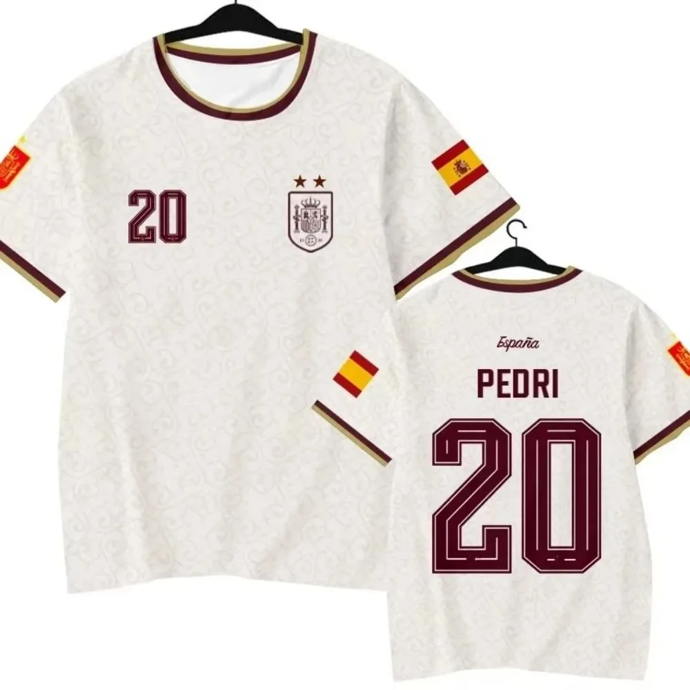 2026 Spain Themed Football Jersey 3D Print Quick Dry Short Sleeve Unisex Men Women Matching Tee Adults Casual Sport Top