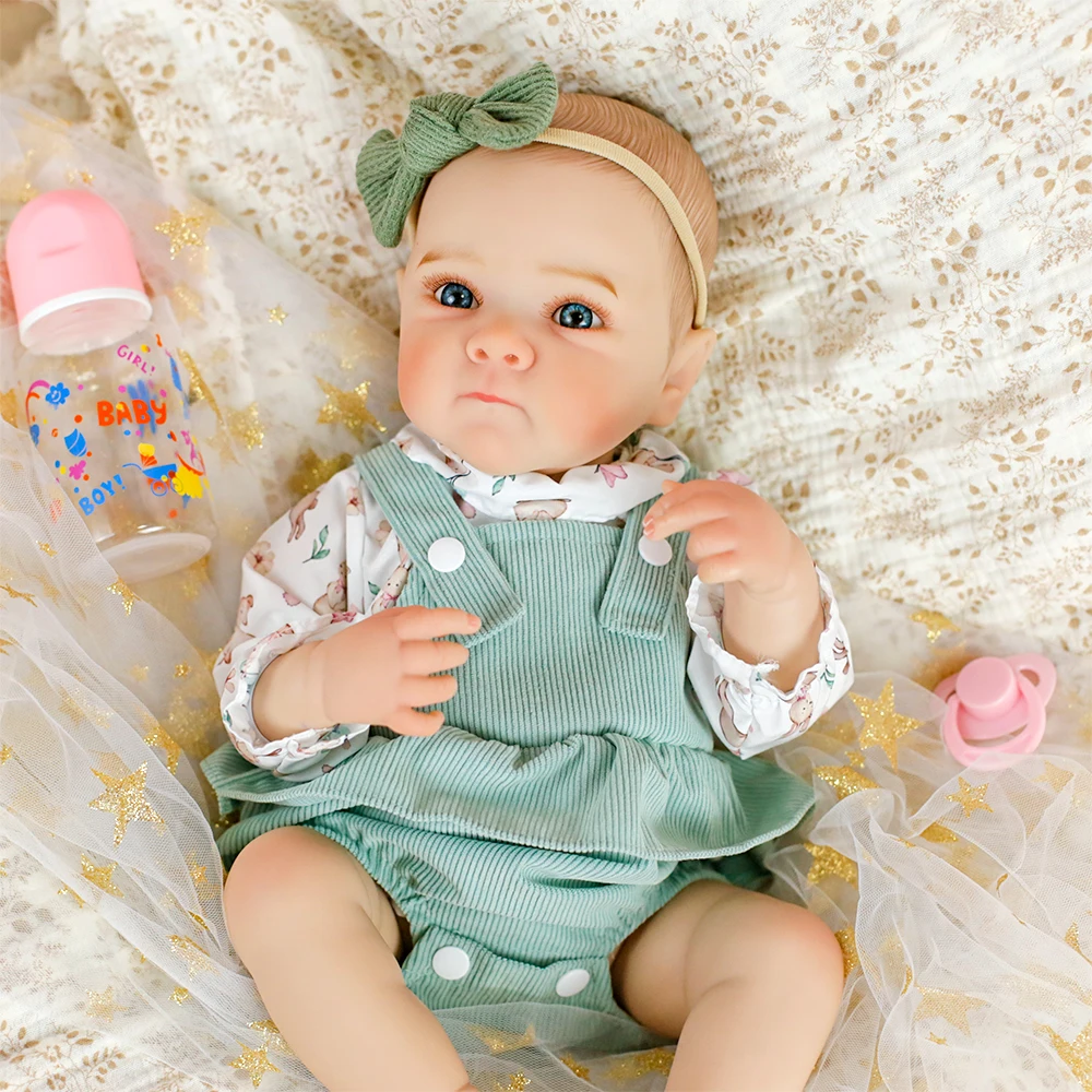 Lifereborn 18-Zoll-Reborn-Vollbaby-Vinyl-Mädchenpuppen für Neugeborene, lebensecht, mit handgezeichnetem Haar für Kinder, Weihnachtsspielzeug, Geschenke