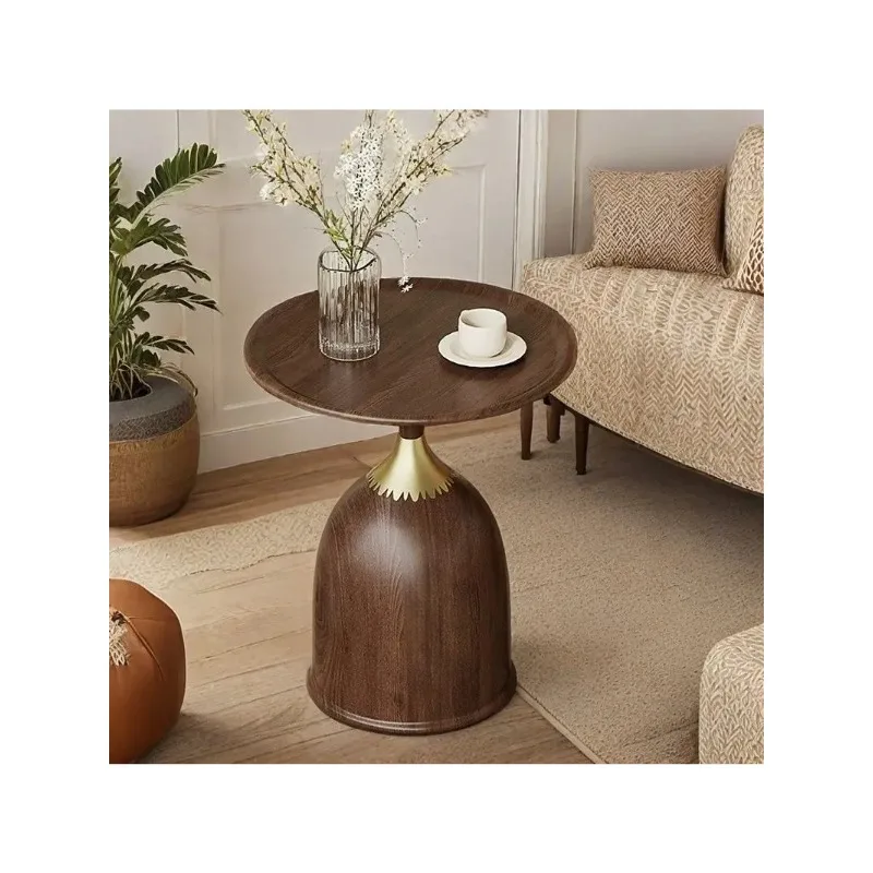 

Walnut edge few Italian minimalist round few round coffee table simple light luxury bedside table side few sofa small roundtable
