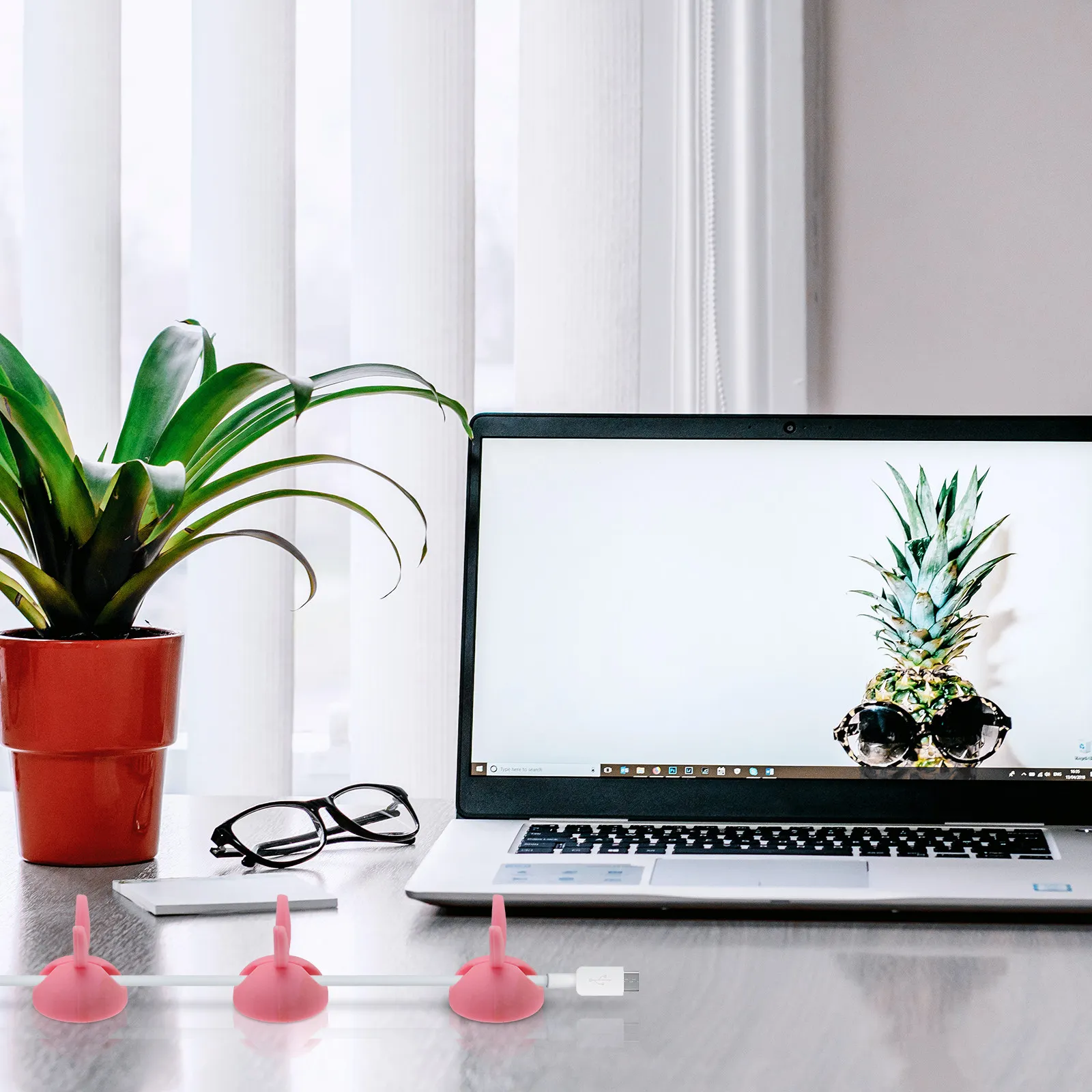4Pcs Eco-Friendly Silicone Cable Clips – Rabbit Ear Cord Organizer for TV, Computer, Phone Wire Management