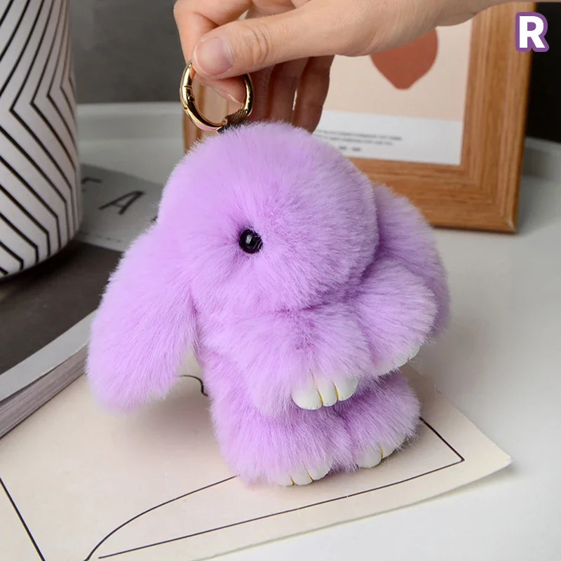 15cm Rabbit Fur Keychain Women Bag Car Key chain Pendant Decoration Jewelry Bags Hangings Accessories Gifts image 5