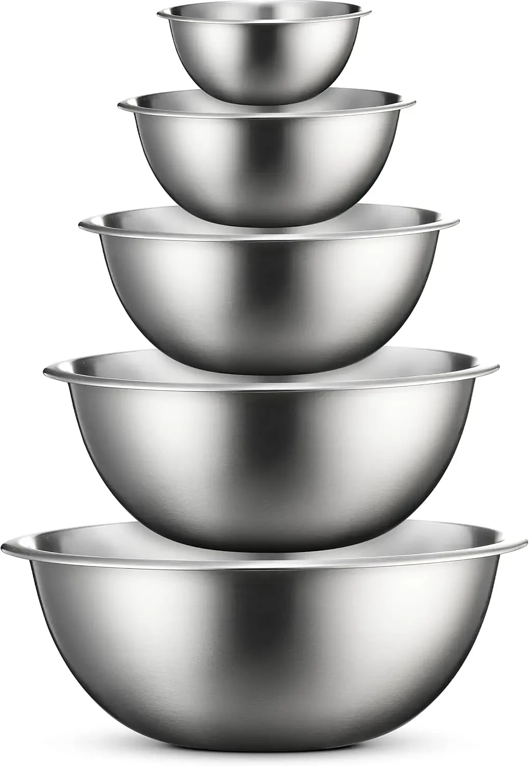 FineDine Stainless Steel Mixing Bowls (Set of 5) Stainless Steel Mixing Bowl Set - Easy To Clean, Nesting Bowls for