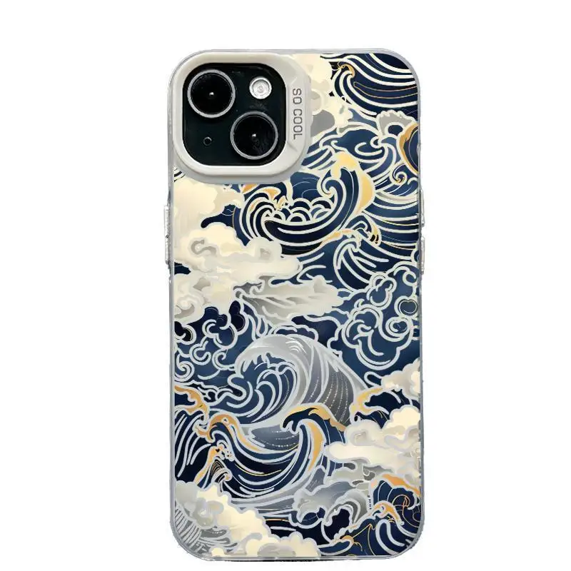 Creative Ukiyo-e painting waves Phone Case For IPhone 14 15 12 13 11 Pro Max X XR XSMax 7/8 Plus Premium Matte Shockproof Cover