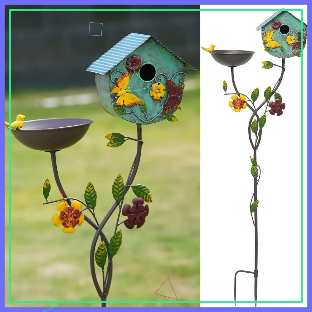 52" Metal Bird Bath Bowl for Outdoors with Pole, Garden Yard Decor